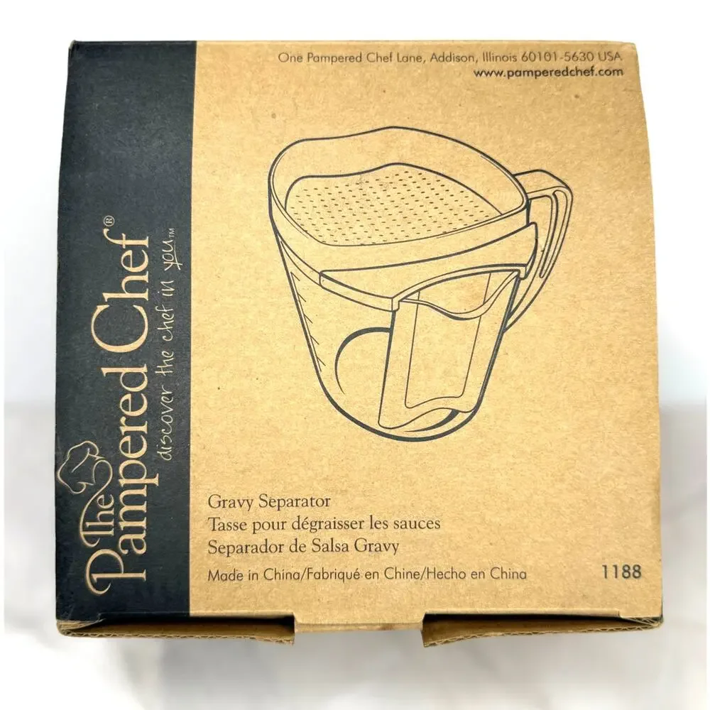 3-Piece Pampered Chef Gravy Separator #1188 Instructions and Recipes